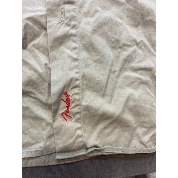 Fender Acoustics Short Sleeve Tan Button Up shirt Embroidered Medium - Picture 2 of 9